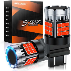 SEALIGHT® SLJ4 3157/3156/3057/T25 LED Brake Tail Parking Blinker Light Bulbs Red 36W 3600LM 2PCS