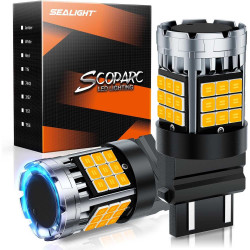 SEALIGHT® SLJ4 3157/3156/3057/T25 LED Front/Rear Turn Signal Brake Tail Light Bulbs 36W 3600LM 2000K Amber Yellow 2Pcs