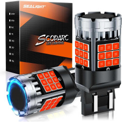 SEALIGHT® SLJ4 7443/7440/T20/W21W LED Brake Tail Light Rear Turn Signal Light Bulbs 30W 3000LM 1200K Red 2PCS