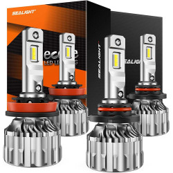 SEALIGHT® S6 9005/HB3 H11/H9/H8 70W 6500K White IP67 LED Headlight Bulbs 2 Pairs